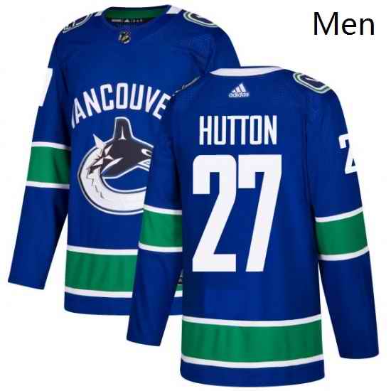Mens Adidas Vancouver Canucks 27 Ben Hutton Authentic Blue Home NHL Jersey
